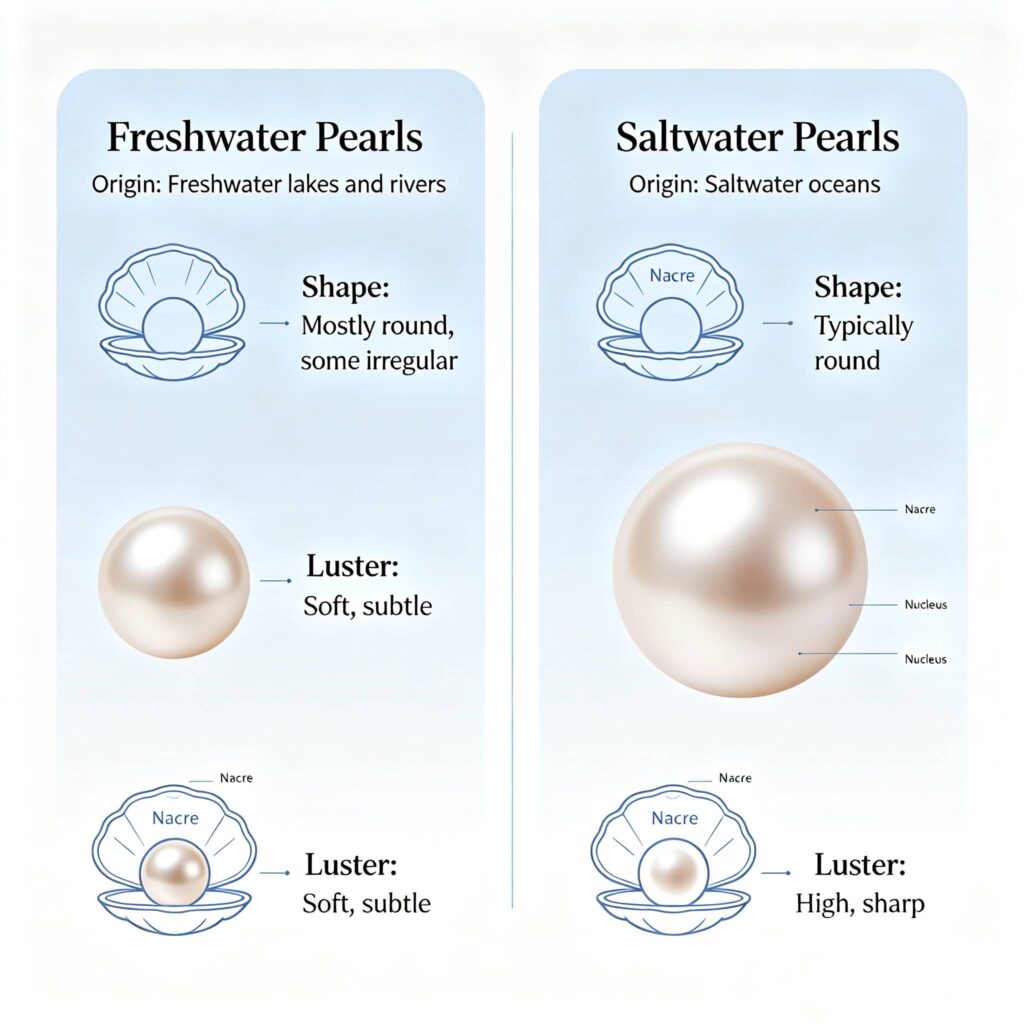 21 freshwater and saltwater pearls